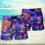 Hippie Mushroom Galaxy Neon Colorful Art Beach Short