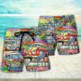 Hippie Van Colorful Art Peace Beach Short