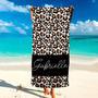 Leopard Bridesmaid Personalized Beach Towels Perfect Bachelorette Party Gift