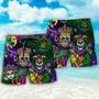 Mardi Gras Skull Art Beach Short