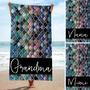 Mermaid Tail Ocean Personalized Beach Towels Grandma Unique Design