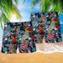 Owl And Flowers Colorful Beach Short