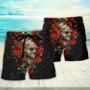 Skull And Roses Art Beach Short