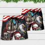 Skull Christmas US Flag Skeleton And Eagle Xmas Vibe Beach Short