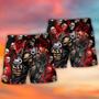 Skull Dark Gun Red Smoke Lighting Beach Short