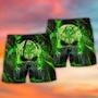 Skull Mask Green Lighting Beach Short