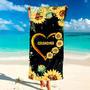 Sunflowers Heart Grandma Grandkids Personalized Beach Towels Design