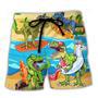 Surfing Funny Dinosaur World's Okayest Surfer Lovers Surfing Beach Short