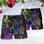 Wine Christmas Neon Art Drinking Beach Short