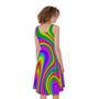 Abstract Neon Trippy Print Sleeveless Knee Length Dress