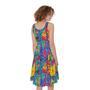 Abstract Psychedelic Print Sleeveless Knee Length Dress