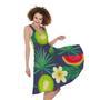 Aloha Tropical Watermelon Pattern Print Sleeveless Knee Length Dress