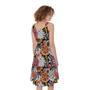 Asian Chrysanthemum Pattern Print Sleeveless Knee Length Dress