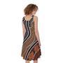 Australia River Aboriginal Dot Print Sleeveless Knee Length Dress