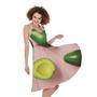 Avocado Cut In Half Pattern Print Sleeveless Knee Length Dress