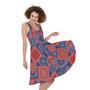 Bandanna Patchwork Pattern Print Sleeveless Knee Length Dress