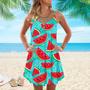 Be As Cool As Watermelon Spaghetti Strap Summer Dress