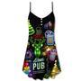 Beer Christmas Neon Art Drinking - V-Neck Sleeveless Cami Dress