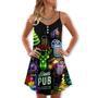 Beer Christmas Neon Art Drinking - V-Neck Sleeveless Cami Dress