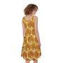 Bees And Honeycomb Print Sleeveless Knee Length Dress