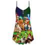 Billiard Vintage Dogs Christmas - V-Neck Sleeveless Cami Dress