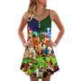 Billiard Vintage Dogs Christmas - V-Neck Sleeveless Cami Dress