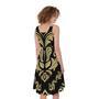 Black And Beige Damask Pattern Print Sleeveless Knee Length Dress