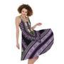 Black And Purple African Dashiki Print Sleeveless Knee Length Dress