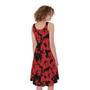 Black And Red Hibiscus Pattern Print Sleeveless Knee Length Dress