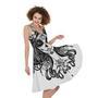 Black And White Calavera Girl Print Sleeveless Knee Length Dress