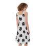 Black And White Cat Pattern Print Sleeveless Knee Length Dress