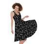 Black And White Feather Pattern Print Sleeveless Knee Length Dress