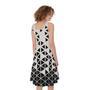 Black And White Geometric Pattern Print Sleeveless Knee Length Dress