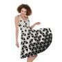 Black And White Geometric Pattern Print Sleeveless Knee Length Dress