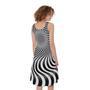 Black And White Illusory Motion Print Sleeveless Knee Length Dress