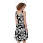 Black And White Lily Pattern Print Sleeveless Knee Length Dress