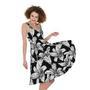 Black And White Lily Pattern Print Sleeveless Knee Length Dress