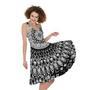 Black And White Mandala Print Sleeveless Knee Length Dress