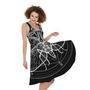 Black And White Mantis Spirit Print Sleeveless Knee Length Dress