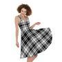 Black And White Plaid Pattern Print Sleeveless Knee Length Dress