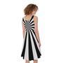 Black And White Radial Rays Print Sleeveless Knee Length Dress