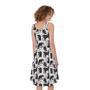 Black And White Rat Pattern Print Sleeveless Knee Length Dress