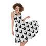 Black And White Rooster Pattern Print Sleeveless Knee Length Dress