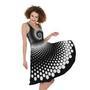 Black And White Spiral Dot Print Sleeveless Knee Length Dress