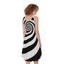 Black And White Spiral Illusion Print Sleeveless Knee Length Dress