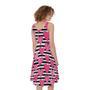 Black And White Striped Heart Print Sleeveless Knee Length Dress