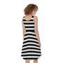 Black And White Striped Pattern Print Sleeveless Knee Length Dress