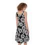 Black And White Sunflower Pattern Print Sleeveless Knee Length Dress