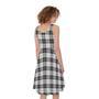 Black And White Tartan Pattern Print Sleeveless Knee Length Dress