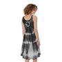 Black And White Tie Dye Print Sleeveless Knee Length Dress